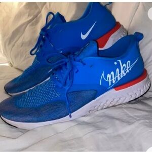 Nike Oddyssey React 2 Flyknit light blue running shoes mens 10 BV5730-500